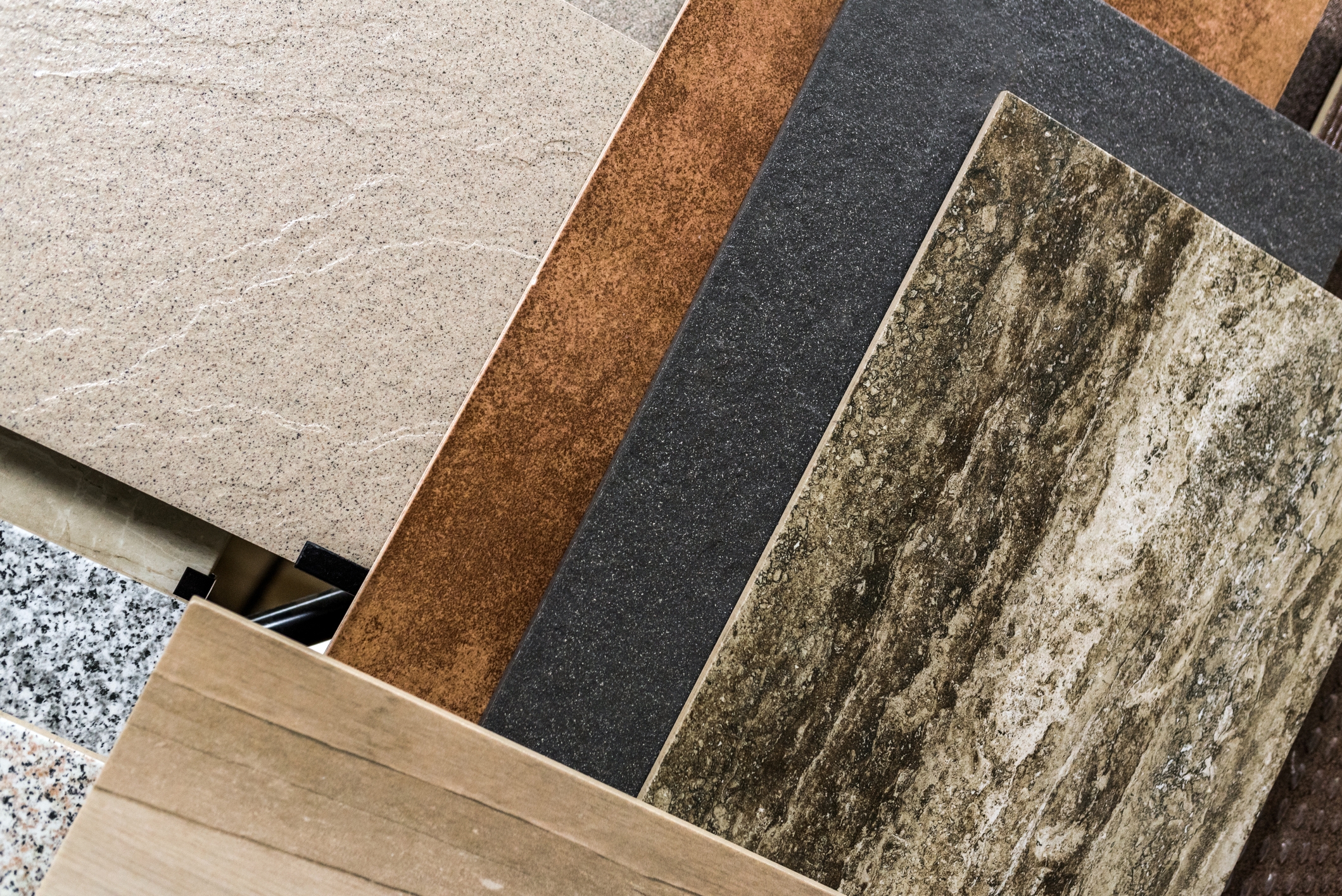 Variety of samples of floor coverings