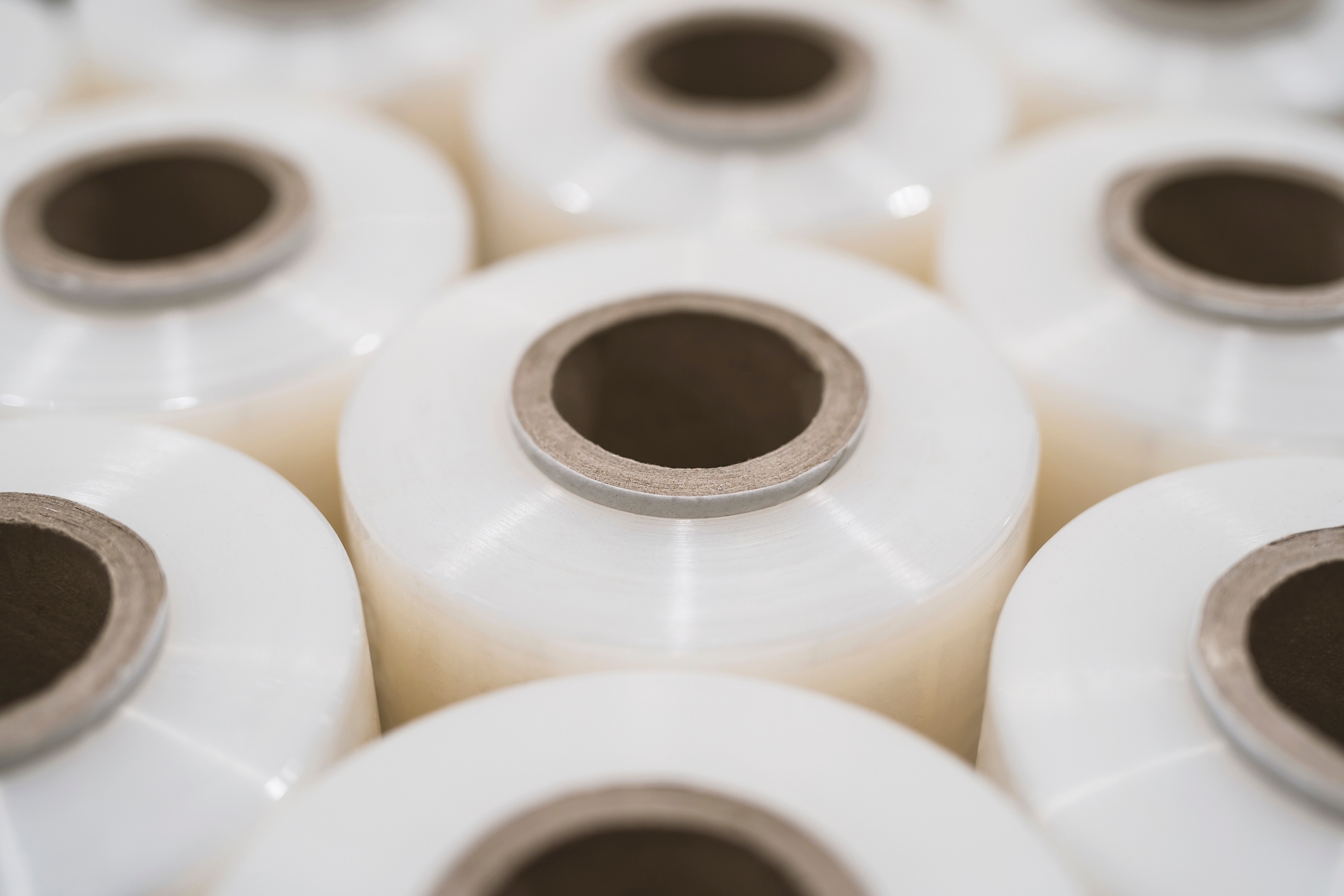 Large stock of plastic stretch film packaging